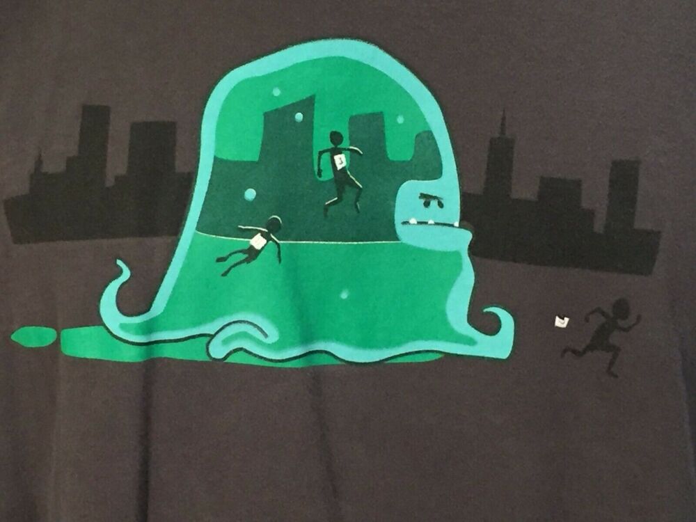 Shirt Woot Humor Run Road Race Wave Monster Chase Slime Eats Runner Work Out 3X